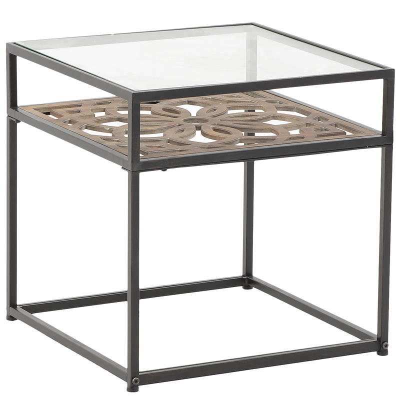 Приставной стол Provence Lace Table Древесина Черный Прозрачное Стекло Приставной стол Provence Lace Table Древесина Черный Прозрачное Стекло в Костроме | Loft Concept