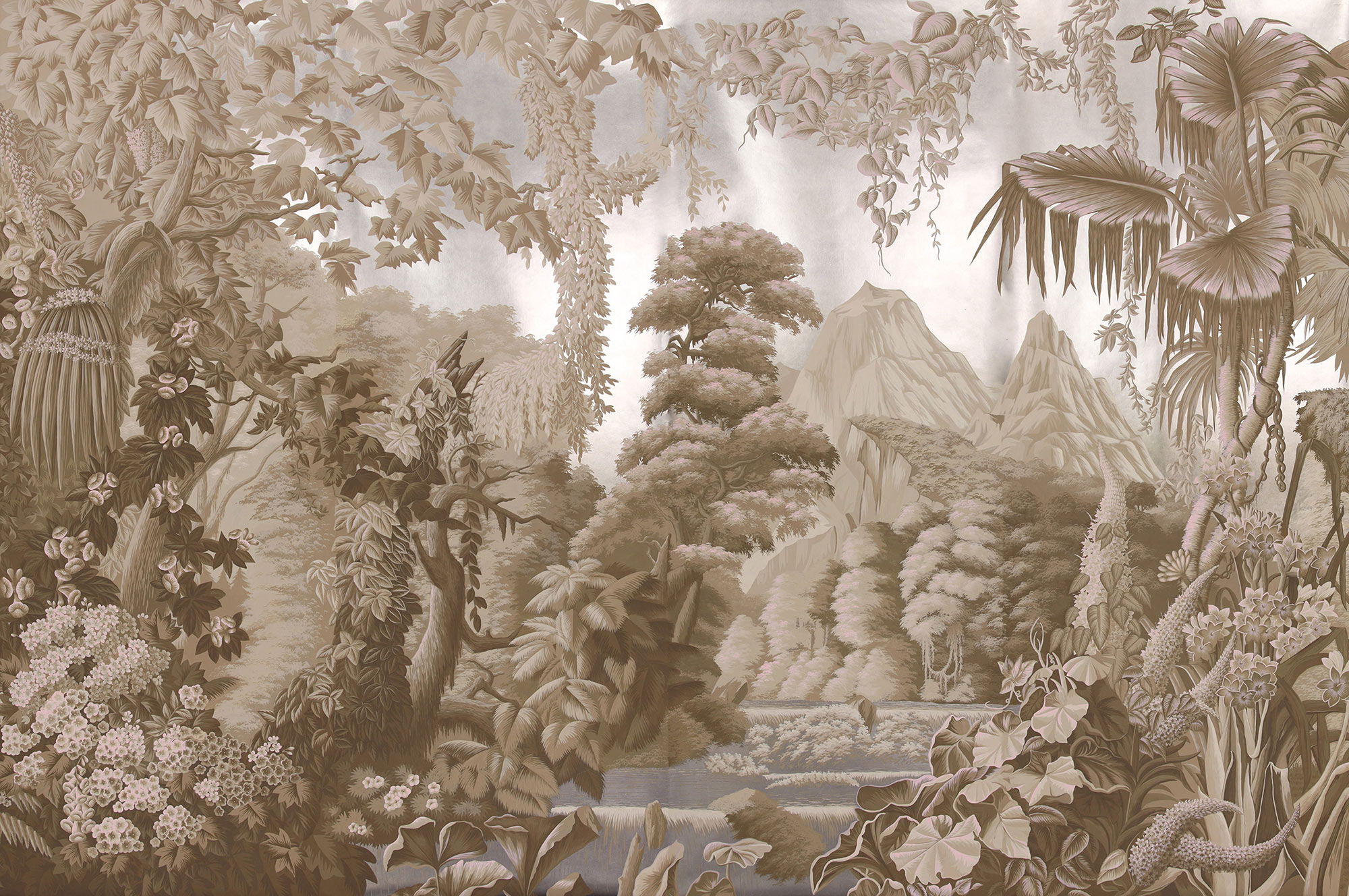 Обои ручная роспись L'Eden Dawn on Sterling Silver gilded paper Обои ручная роспись L'Eden Dawn on Sterling Silver gilded paper - постер Loft-Concept в Костроме