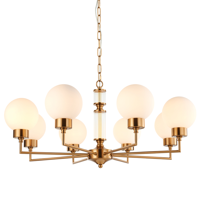 Люстра Zibille Chandelier Brass 78 Латунь Белое матовое стекло Прозрачный Люстра Zibille Chandelier Brass 78 Латунь Белое матовое стекло Прозрачный в Костроме | Loft Concept