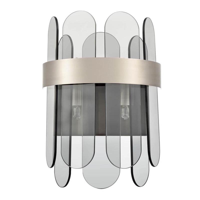 Бра Decorative Oval Smoky Plates Sconce Дымчатый (Smoke) Никель Сатин Бра Decorative Oval Smoky Plates Sconce Дымчатый (Smoke) Никель Сатин в Костроме | Loft Concept