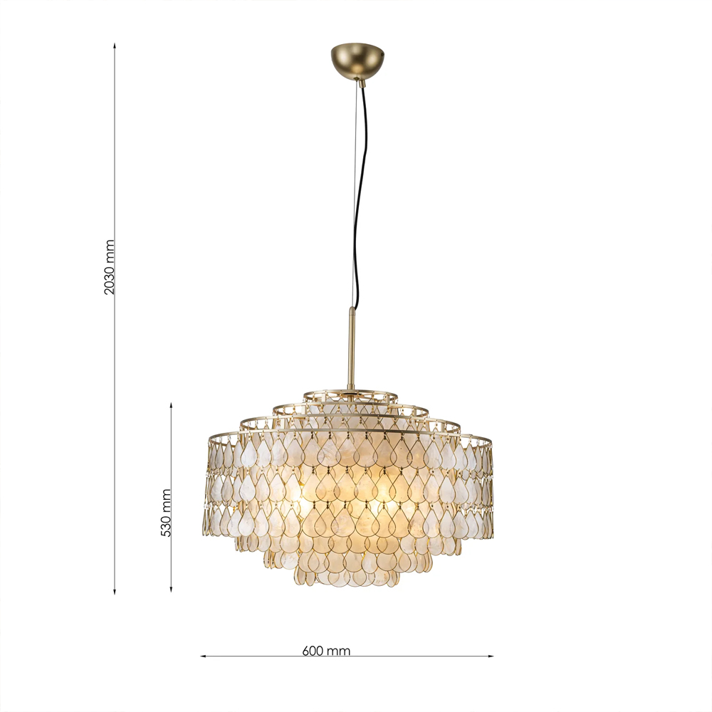 Люстра многоярусная с декором из натуральной морской ракушки Iridescent Light в Костроме