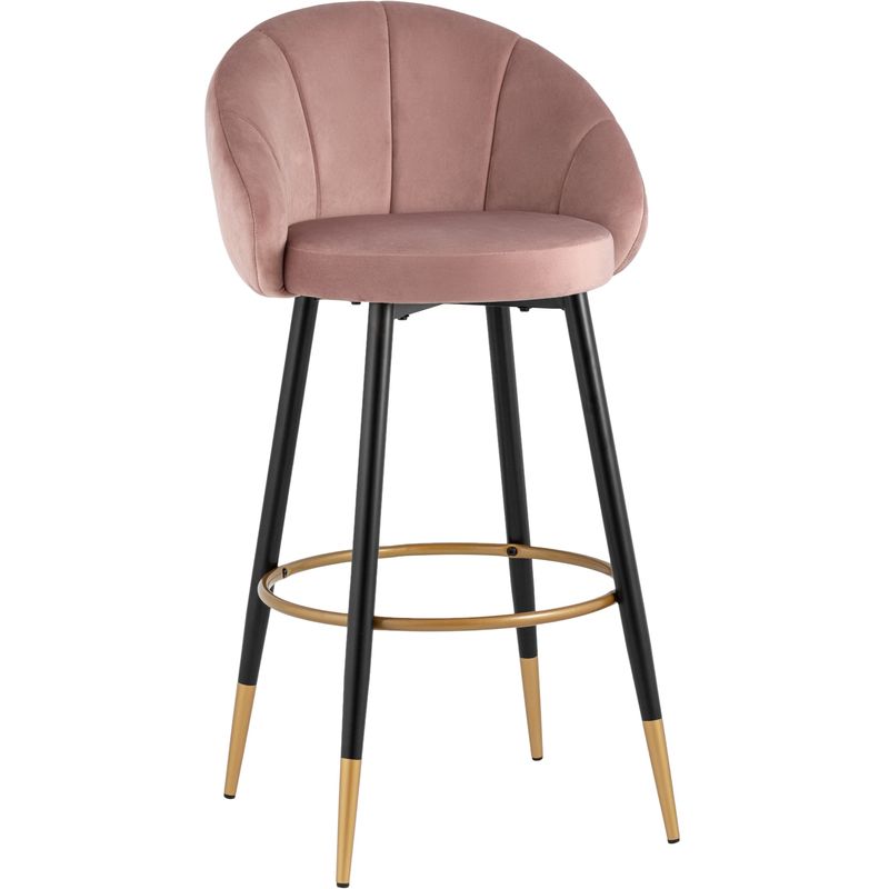Барный Стул Alberto Chair Розовый Велюр Розовый пастельный Черный Золотой Барный Стул Alberto Chair Розовый Велюр Розовый пастельный Черный Золотой в Костроме | Loft Concept