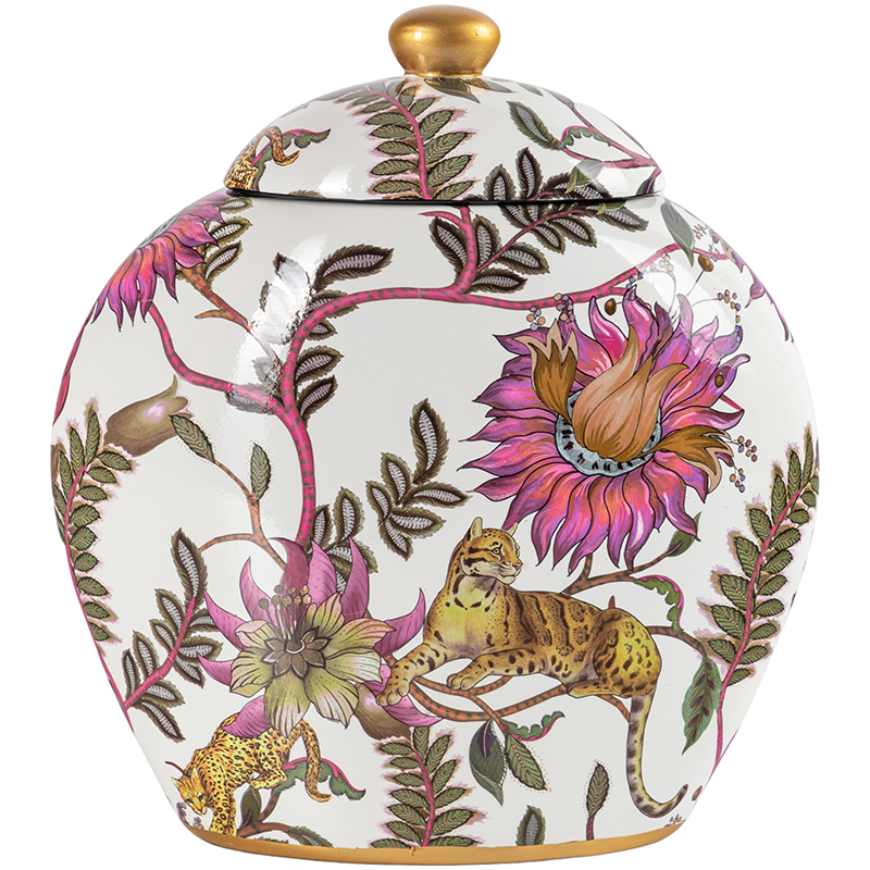 Ваза с крышкой Leopard Flowers Vase White Белый Розовый Мульти Ваза с крышкой Leopard Flowers Vase White Белый Розовый Мульти в Костроме | Loft Concept