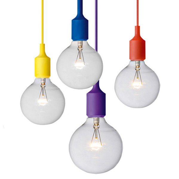 Подвесной светильник Muuto E27 Color Салатовый Бирюзовый Желтый Синий Серый Голубой Оранжевый Красный Черный Белый в Костроме | Loft Concept 