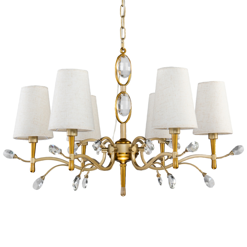 Люстра Desiree Chandelier 77 Латунь матовое золото Белый Прозрачный Люстра Desiree Chandelier 77 Латунь матовое золото Белый Прозрачный в Костроме | Loft Concept