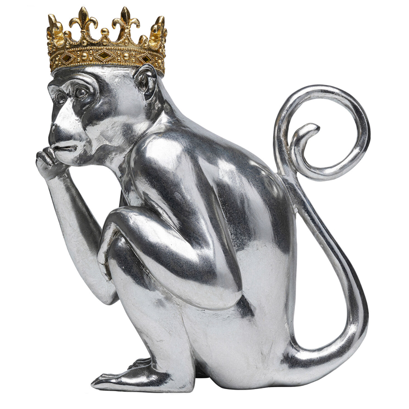 Статуэтка обезьяна в короне серебряная Golden Monkey Сатиновое Серебро Золотой Статуэтка обезьяна в короне серебряная Golden Monkey Сатиновое Серебро Золотой в Костроме | Loft Concept