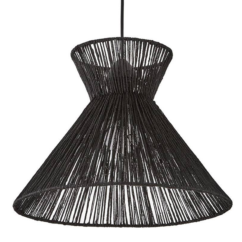 Подвесной светильник Signe Wicker Hemp Black Horn Черный Подвесной светильник Signe Wicker Hemp Black Horn Черный в Костроме | Loft Concept