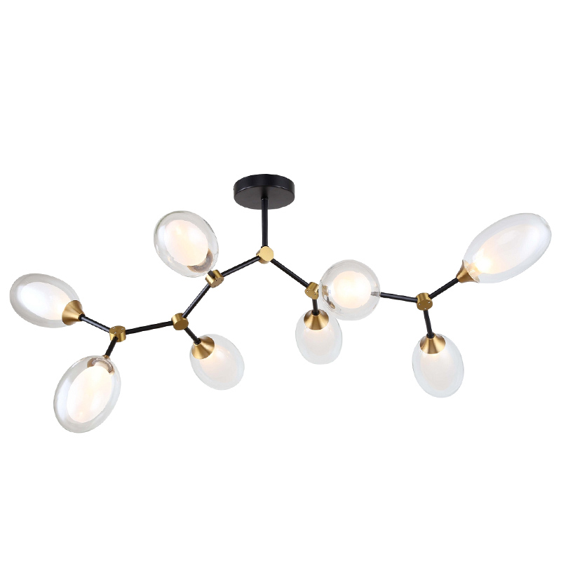 Люстра с плафонами из двойного стекла BUBBLE CHANDELIER Черный Латунь Прозрачный Люстра с плафонами из двойного стекла BUBBLE CHANDELIER Черный Латунь Прозрачный в Костроме | Loft Concept
