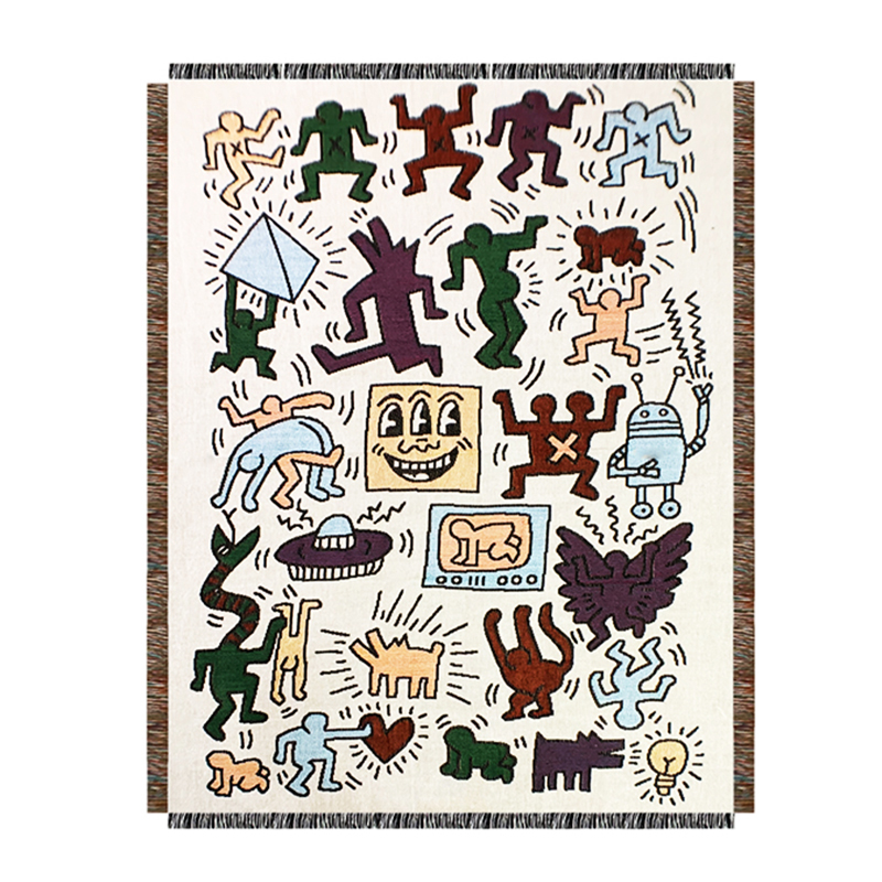 Покрывало граффити Кит Харинг Keith Haring Bed Сover Мульти Покрывало граффити Кит Харинг Keith Haring Bed Сover Мульти в Костроме | Loft Concept