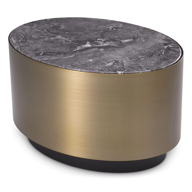 Приставной стол Eichholtz Side Table Porter Oval Латунь Серый Приставной стол Eichholtz Side Table Porter Oval Латунь Серый в Костроме | Loft Concept