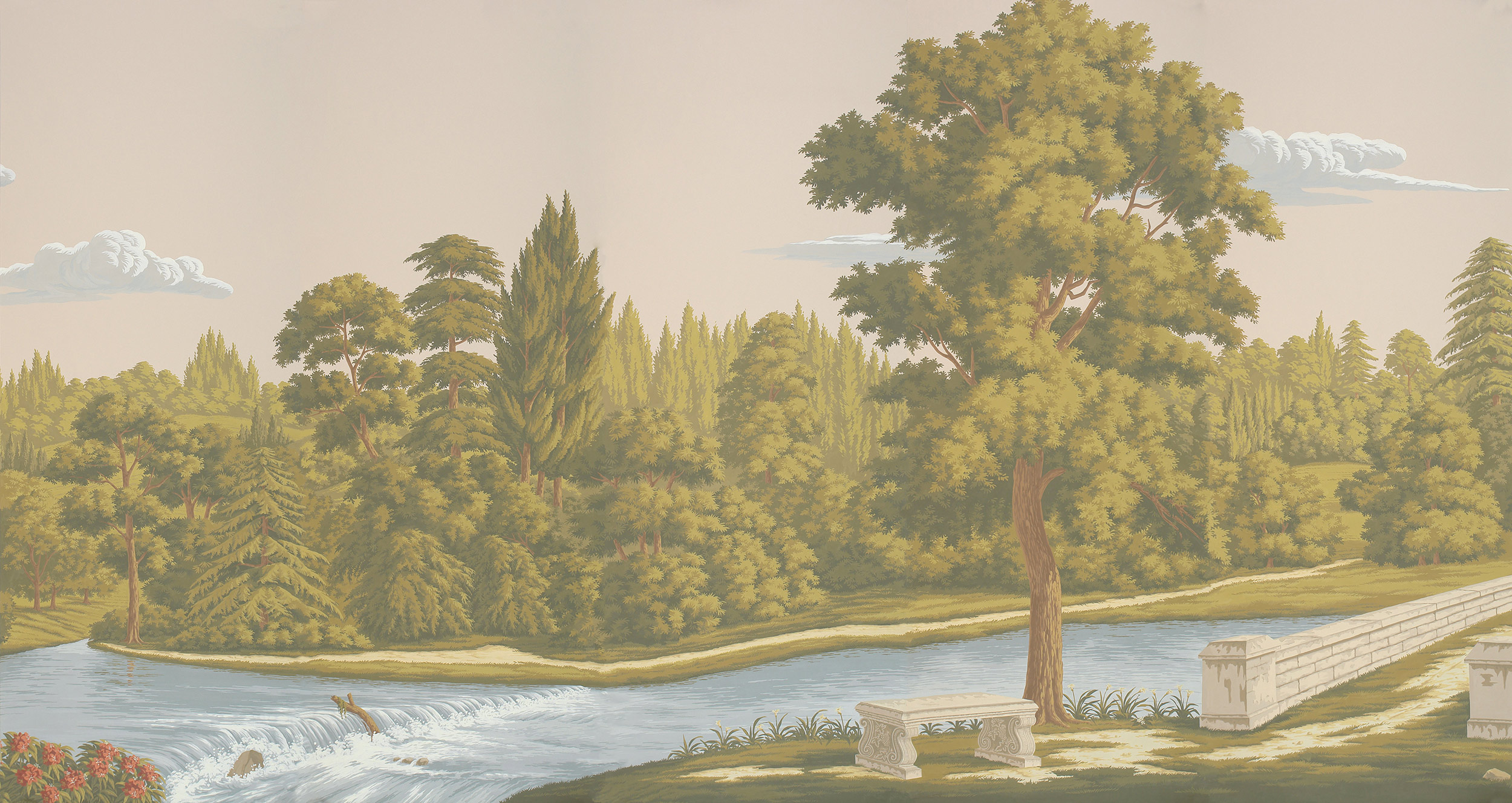 Обои ручная роспись English Landscape Special Colourway on scenic paper 2 Обои ручная роспись English Landscape Special Colourway on scenic paper 2 - постер Loft-Concept в Костроме