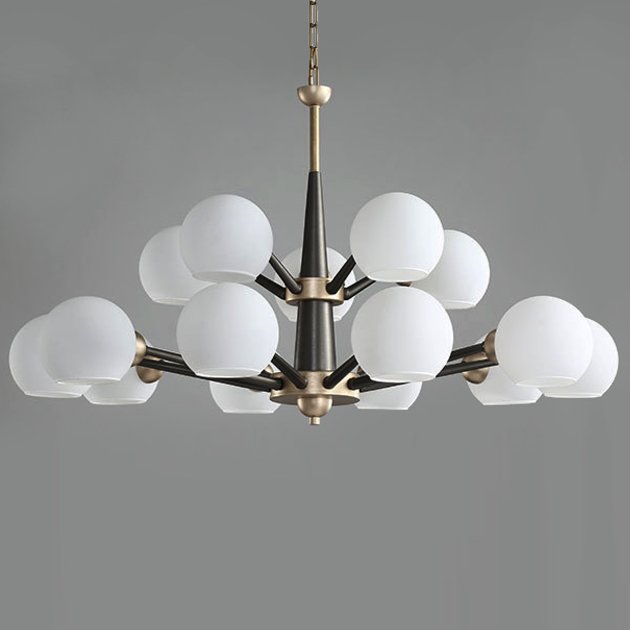 Люстра Thalia chandelier White glass 15 Золотой Белый Черный Люстра Thalia chandelier White glass 15 Золотой Белый Черный в Костроме | Loft Concept