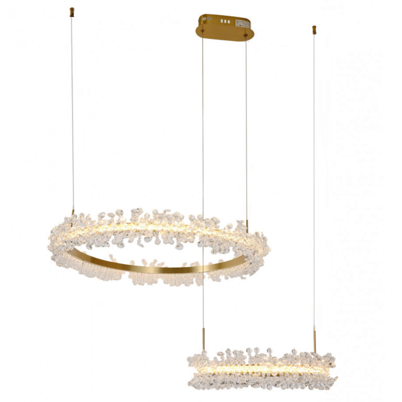 Люстра Crystal round chandelier 2 кольца Латунь Прозрачный Латунь Люстра Crystal round chandelier 2 кольца Латунь Прозрачный Латунь в Костроме | Loft Concept