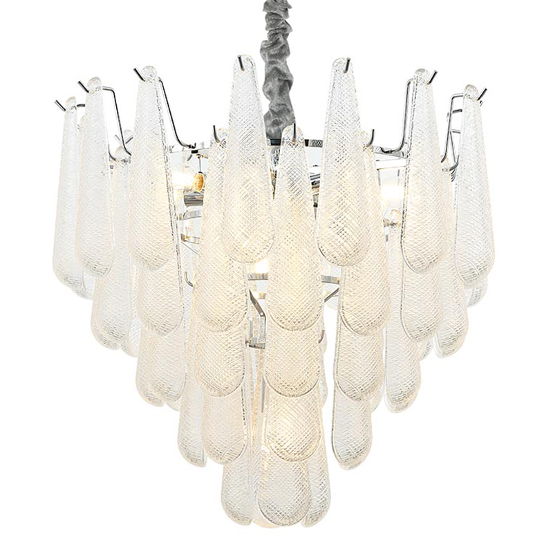 Люстра Textured Glass Drops Chandelier 13 Хром Белый Люстра Textured Glass Drops Chandelier 13 Хром Белый в Костроме | Loft Concept