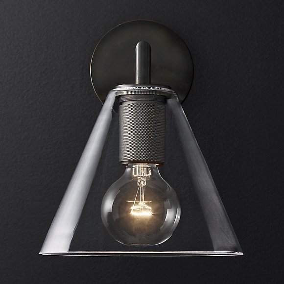 Бра RH Utilitaire Funnel Shade Single Sconce Black Прозрачное Стекло Темная бронза Бра RH Utilitaire Funnel Shade Single Sconce Black Прозрачное Стекло Темная бронза в Костроме | Loft Concept