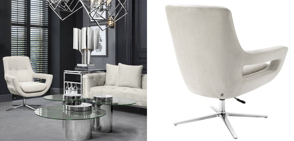 Кресло Eichholtz Swivel Chair Flavio Pebble Grey Кресло Eichholtz Swivel Chair Flavio Pebble Grey - Loft-Concept в Костроме