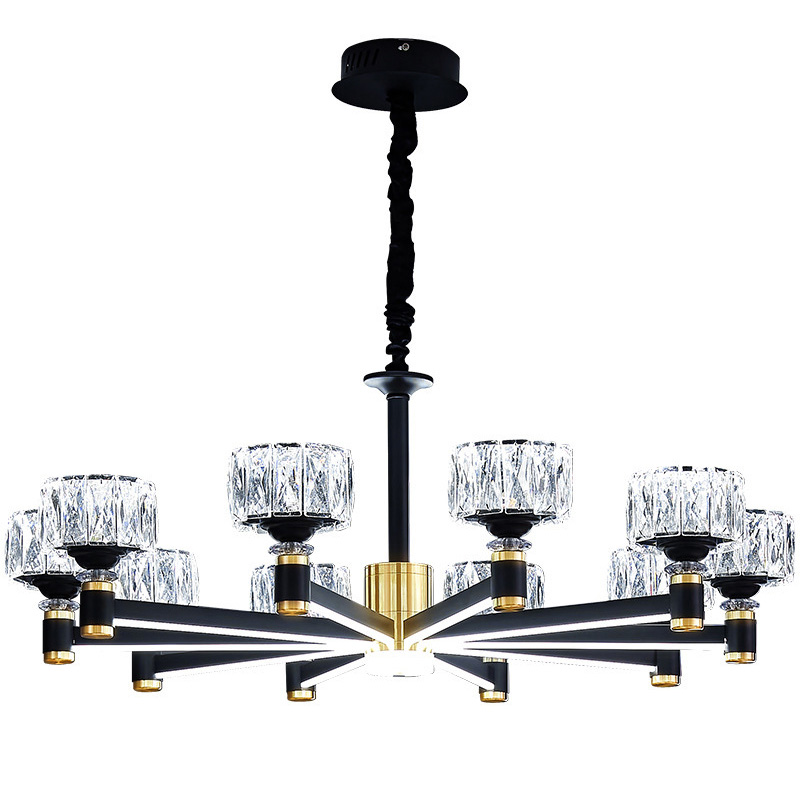 Дизайнерская Люстра 10 хрустальных плафонов Crystal Shades Chandelier Черный Дизайнерская Люстра 10 хрустальных плафонов Crystal Shades Chandelier Черный в Костроме | Loft Concept