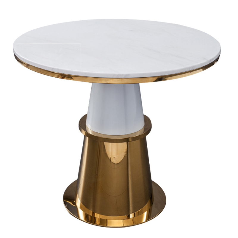 Обеденный стол Ander Table Circle Белый Латунь сатинированная Обеденный стол Ander Table Circle Белый Латунь сатинированная в Костроме | Loft Concept