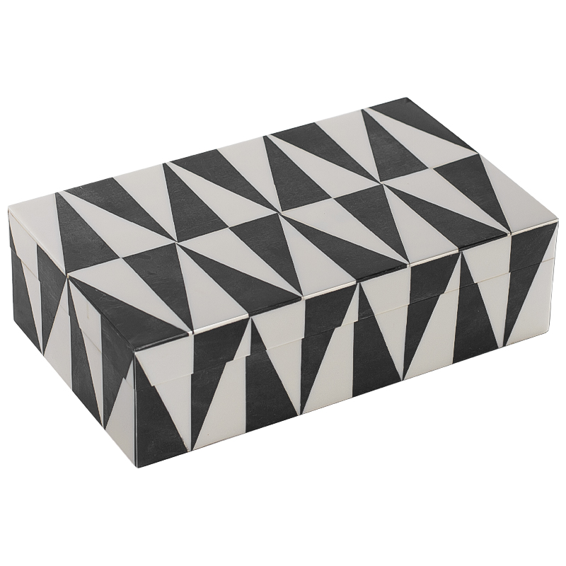 Шкатулка Black White Triangles Bone Inlay Черно-белый Шкатулка Black White Triangles Bone Inlay Черно-белый в Костроме | Loft Concept