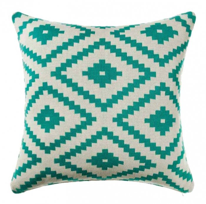 Подушка geometrical ornament бирюзовая Бирюзовый Подушка geometrical ornament бирюзовая Бирюзовый в Костроме | Loft Concept