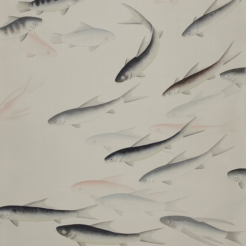 Обои ручная роспись Fishes Blue Pearl on Icefield dyed silk Обои ручная роспись Fishes Blue Pearl on Icefield dyed silk в Костроме | Loft Concept