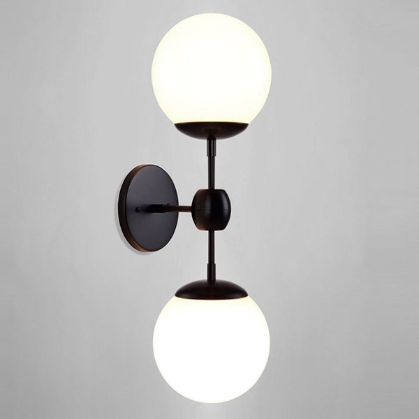Бра Modo 2 Globes Black and white glass Черный Прозрачный белый Бра Modo 2 Globes Black and white glass Черный Прозрачный белый в Костроме | Loft Concept