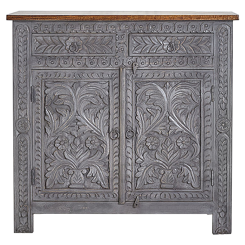 Комод Indian Antique White Furniture Chest of Drawers Ganika серый Серый Коричневый Комод Indian Antique White Furniture Chest of Drawers Ganika серый Серый Коричневый в Костроме | Loft Concept