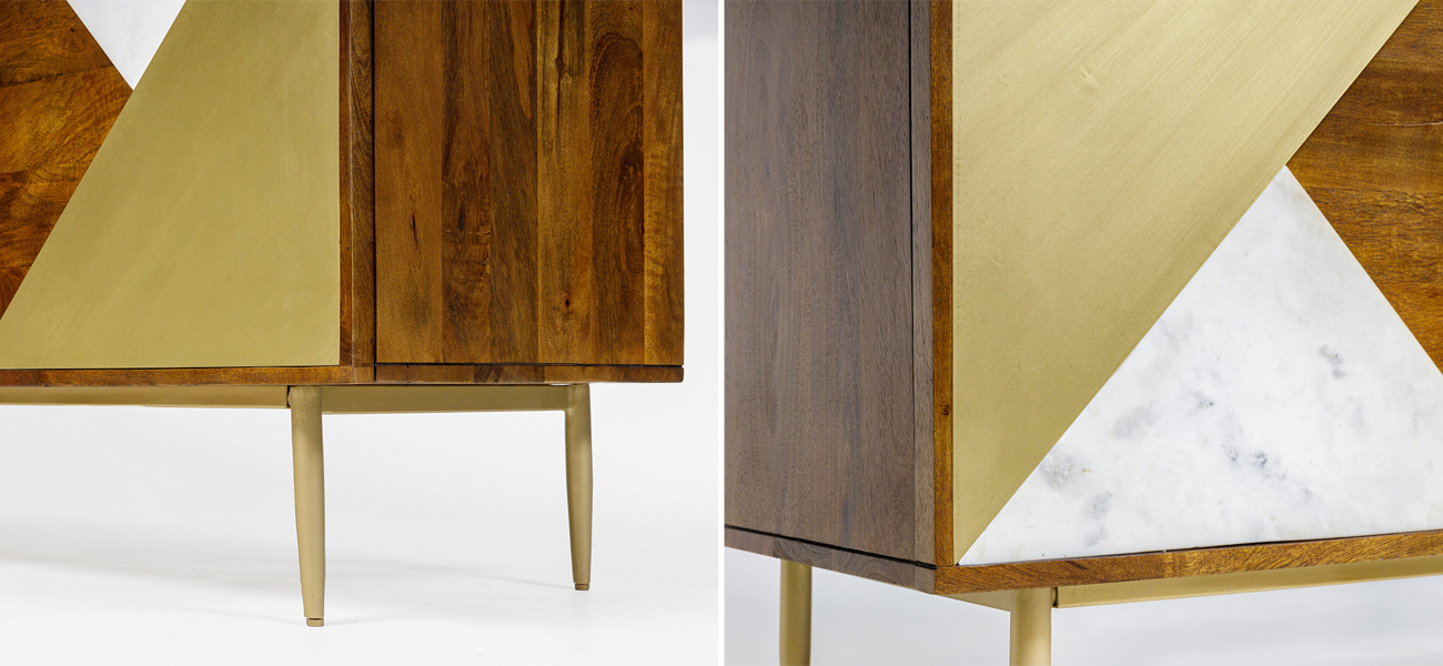 Комод со вставками из мрамора Wooden Origami - фото