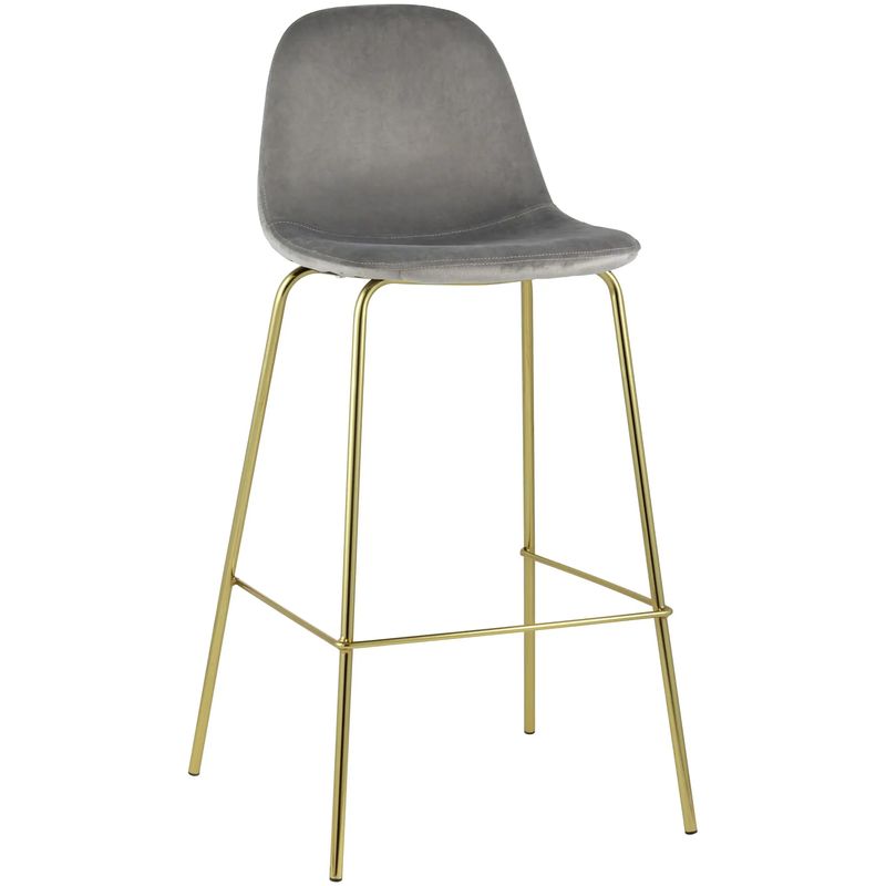 Барный Стул Archie Chair Серый Велюр Серый Золотой Барный Стул Archie Chair Серый Велюр Серый Золотой в Костроме | Loft Concept