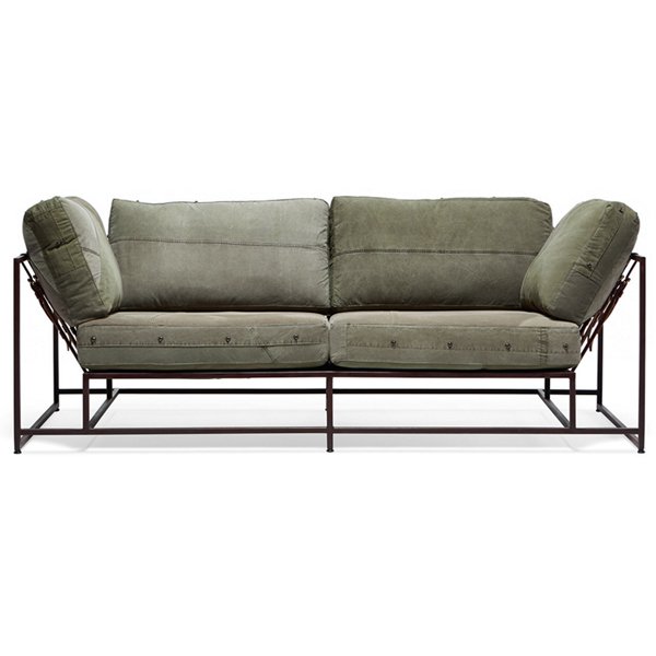 Двухместный диван Olive Military Two Seat Sofa Оливковый Двухместный диван Olive Military Two Seat Sofa Оливковый в Костроме | Loft Concept