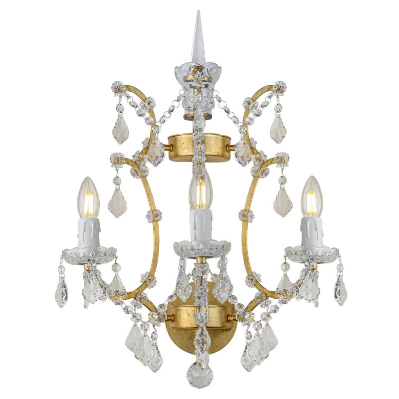 Бра 19th c. Rococo IRON & CLEAR CRYSTAL Gold Wall Lamp Золотой Прозрачное Стекло Бра 19th c. Rococo IRON & CLEAR CRYSTAL Gold Wall Lamp Золотой Прозрачное Стекло в Костроме | Loft Concept