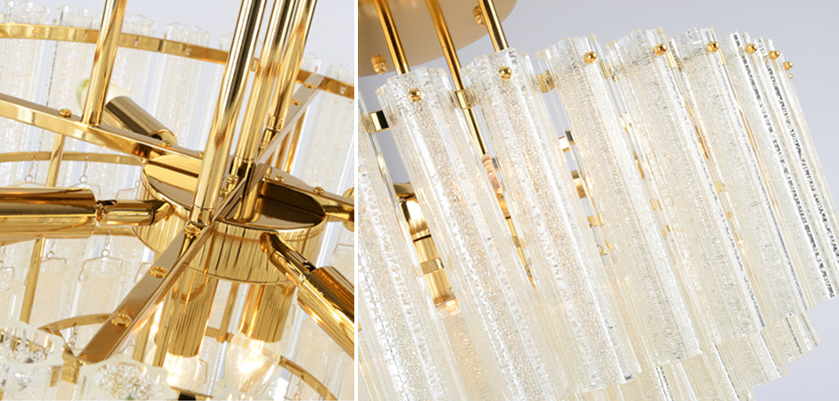 Люстра потолочная на штанге Textured Glass Chandelier Люстра потолочная на штанге Textured Glass Chandelier - Loft-Concept в Костроме