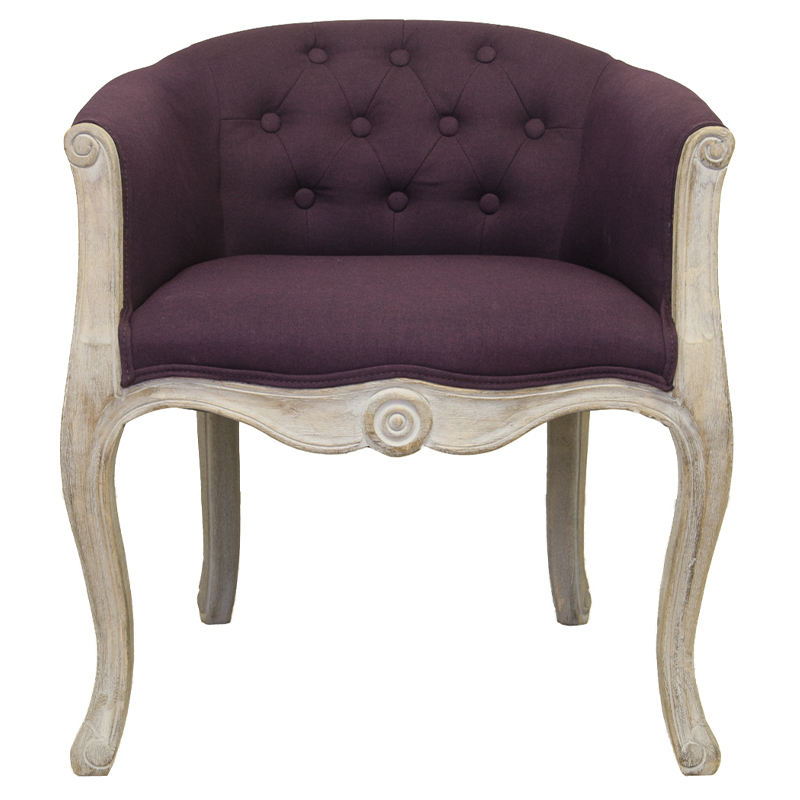 Кресло низкое в стиле прованс Louis French Armchair violet flax Фиолетовый Бежево-серый Кресло низкое в стиле прованс Louis French Armchair violet flax Фиолетовый Бежево-серый в Костроме | Loft Concept