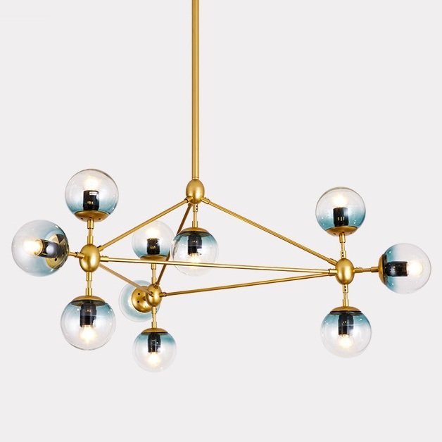 Люстра Modo Chandelier Globes Blue Ambre Gold Золотой Люстра Modo Chandelier Globes Blue Ambre Gold Золотой в Костроме | Loft Concept