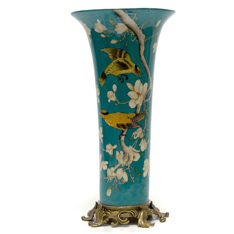 Ваза Blue Vase Birds Бронза Синий Желтый Белый Ваза Blue Vase Birds Бронза Синий Желтый Белый в Костроме | Loft Concept