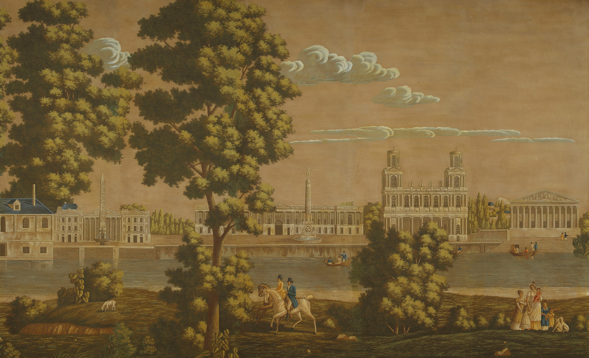 Обои ручная роспись Monuments of Paris Roberts on antique scenic Xuan paper Обои ручная роспись Monuments of Paris Roberts on antique scenic Xuan paper - постер Loft-Concept в Костроме