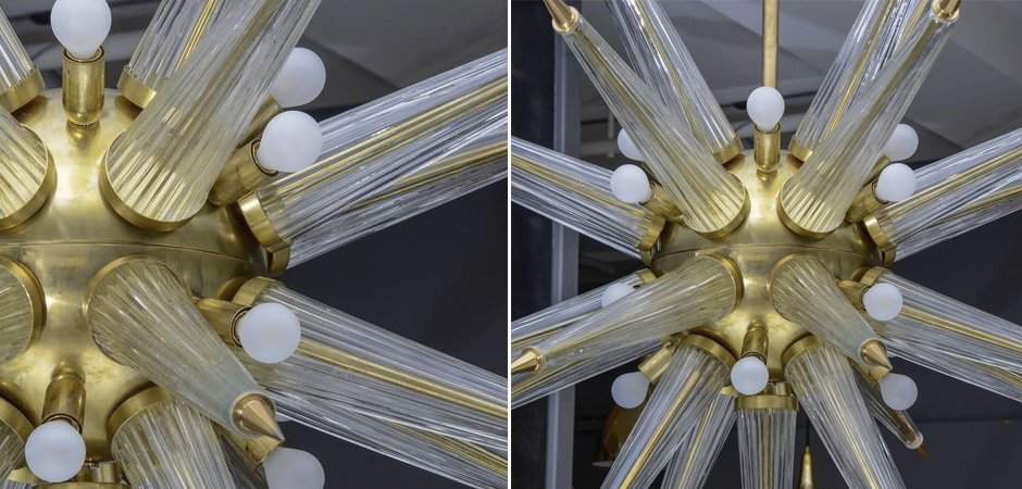 Люстра Brass Sputnik Chandelier with Murano Glass Spikes Люстра Brass Sputnik Chandelier with Murano Glass Spikes - Loft-Concept в Костроме