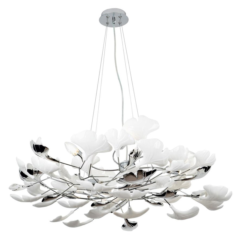 Декоративная люстра Wintery flover Silver с Белыми плафонами Серебряный Белый Декоративная люстра Wintery flover Silver с Белыми плафонами Серебряный Белый в Костроме | Loft Concept