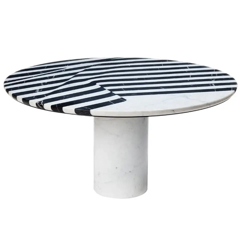 Обеденный стол Safwan Black and White Stripes Dining Table Черно-белый Белый Мрамор Bianco Черный Мрамор Nero Обеденный стол Safwan Black and White Stripes Dining Table Черно-белый Белый Мрамор Bianco Черный Мрамор Nero в Костроме | Loft Concept