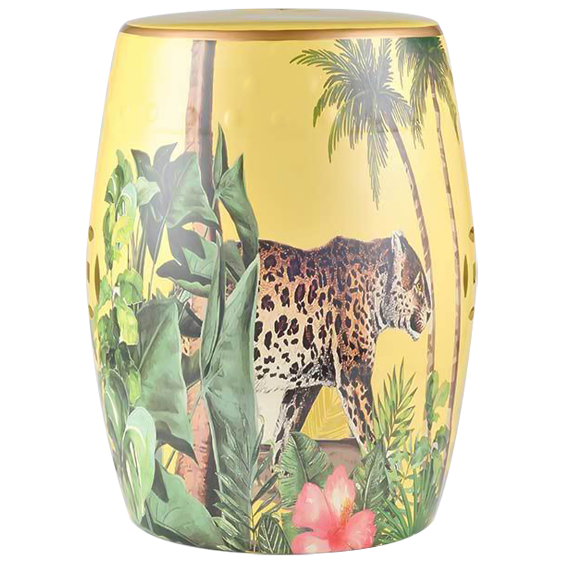 Керамический табурет Leopard Tropical Animal Ceramic Stool Yellow Желтый Коричневый Зеленый Керамический табурет Leopard Tropical Animal Ceramic Stool Yellow Желтый Коричневый Зеленый в Костроме | Loft Concept