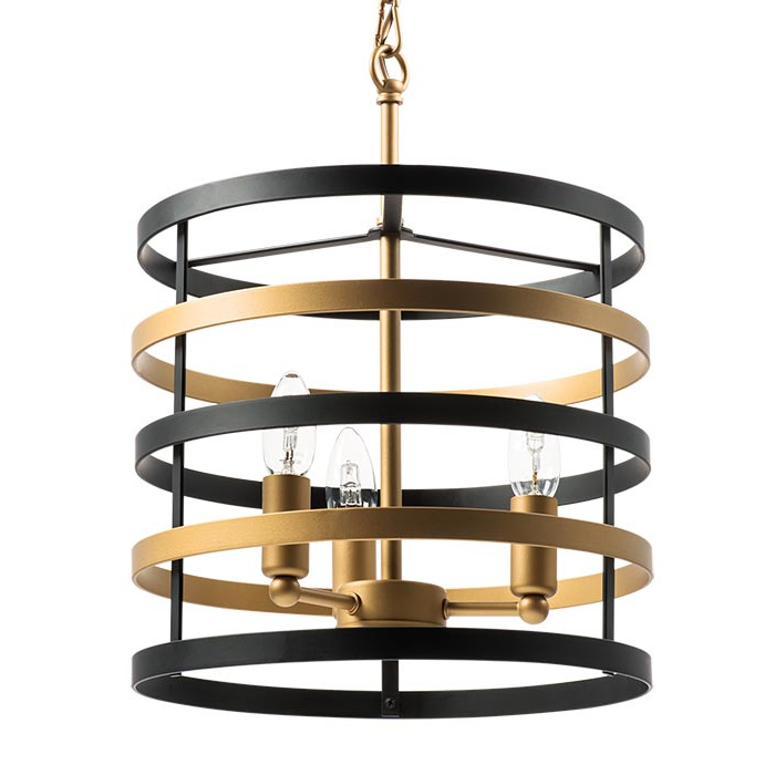Люстра Gold Stripes Chandelier 3 Черный Золотой Люстра Gold Stripes Chandelier 3 Черный Золотой в Костроме | Loft Concept