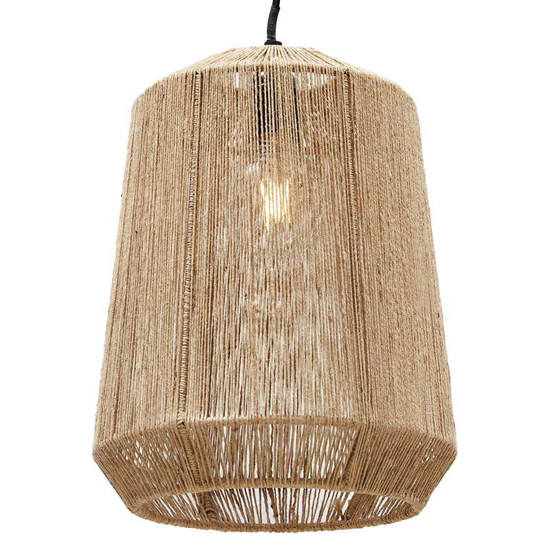 Подвесная люстра с плетеным плафоном Uma Wicker Chandelier Бежевый Черный Подвесная люстра с плетеным плафоном Uma Wicker Chandelier Бежевый Черный в Костроме | Loft Concept