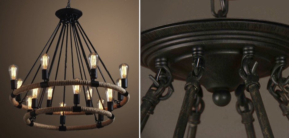 Люстра Round Tube Double Loft Rope Light Люстра Round Tube Double Loft Rope Light - Loft-Concept в Костроме