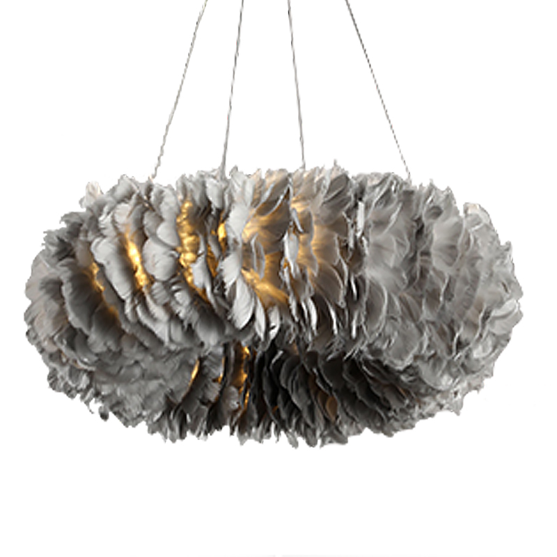 Люстра Кольцо из перьев Plumage Grey Серый Люстра Кольцо из перьев Plumage Grey Серый в Костроме | Loft Concept
