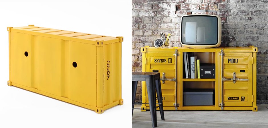 ТВ тумба морской контейнер Loft TV container yellow ТВ тумба морской контейнер Loft TV container yellow - Loft-Concept в Костроме