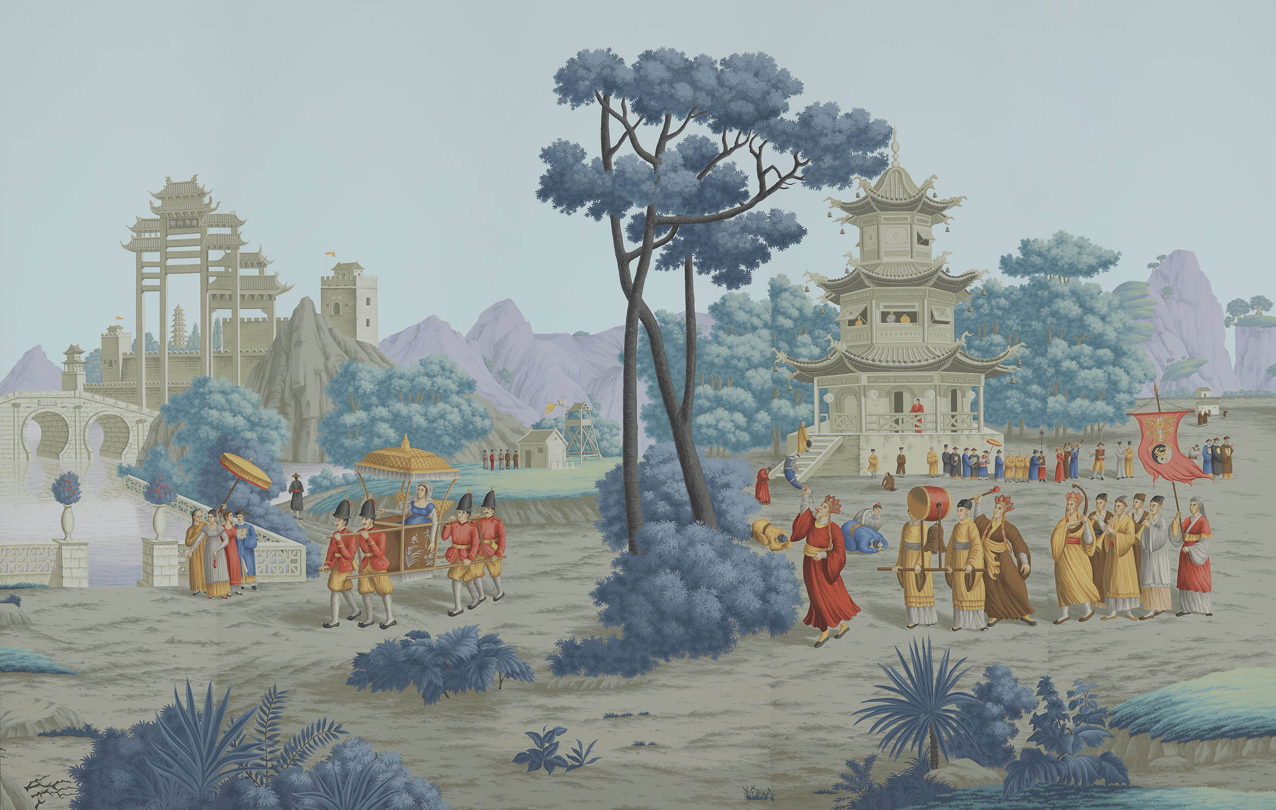 Обои ручная роспись Procession Chinoise Charvet on scenic paper Обои ручная роспись Procession Chinoise Charvet on scenic paper - постер Loft-Concept в Костроме