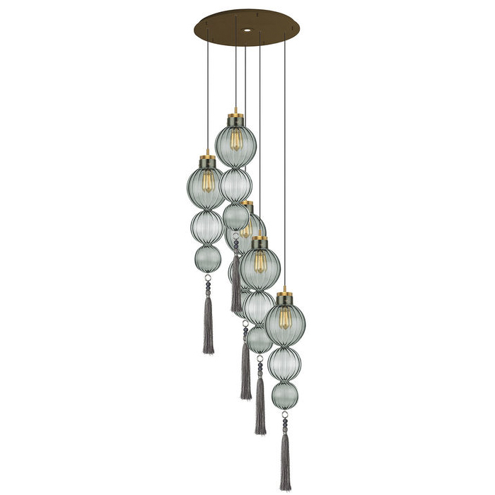 Люстра Heathfield Lighting - Medina Circle 5 Chandelier Хром Латунь Прозрачный Коричневый Голубой Люстра Heathfield Lighting - Medina Circle 5 Chandelier Хром Латунь Прозрачный Коричневый Голубой в Костроме | Loft Concept