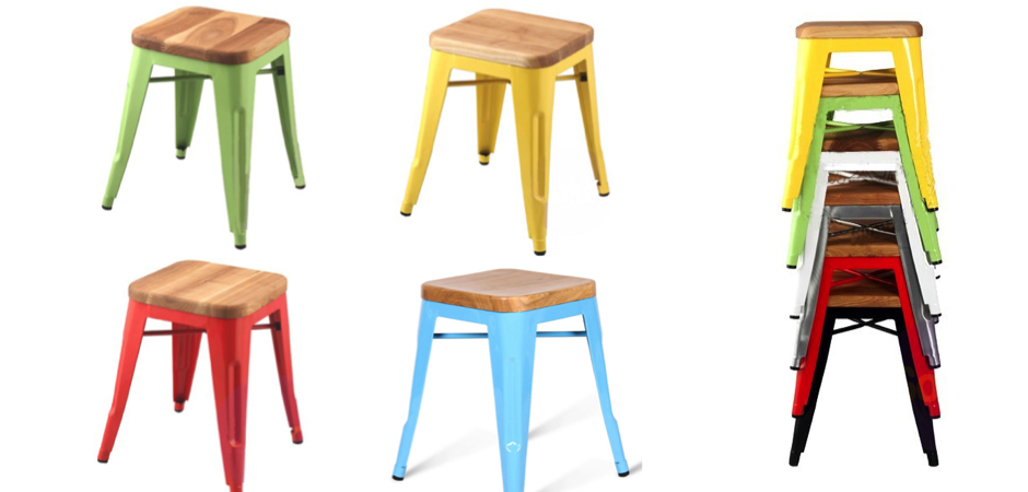 Кухонный стул Tolix Wood Seat Stool Кухонный стул Tolix Wood Seat Stool - Loft-Concept в Костроме