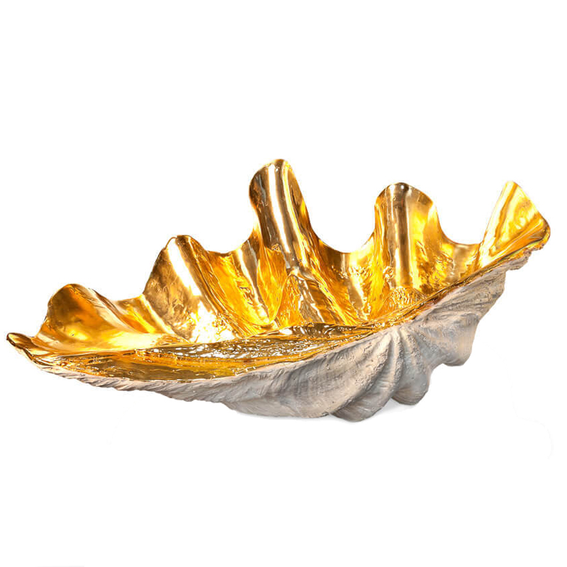 Статуэтка CONCHIGLIA TRIDACNE RESIN Светло-серый Глянцевое золото Статуэтка CONCHIGLIA TRIDACNE RESIN Светло-серый Глянцевое золото в Костроме | Loft Concept