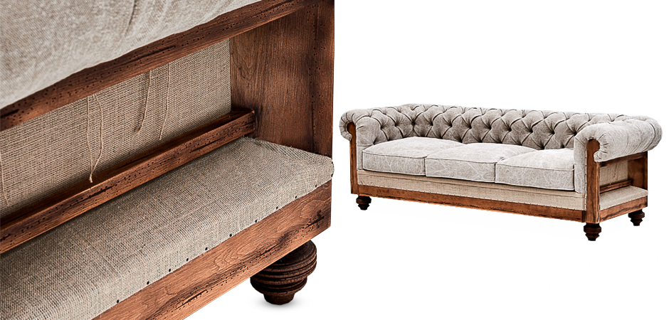 Диван Deconstructed Chesterfield Sofa Triple Gray Диван Deconstructed Chesterfield Sofa Triple Gray - Loft-Concept в Костроме